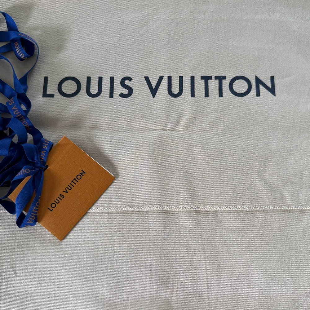 Louis Vuitton Cream Dust Bag with Blue Ribbon